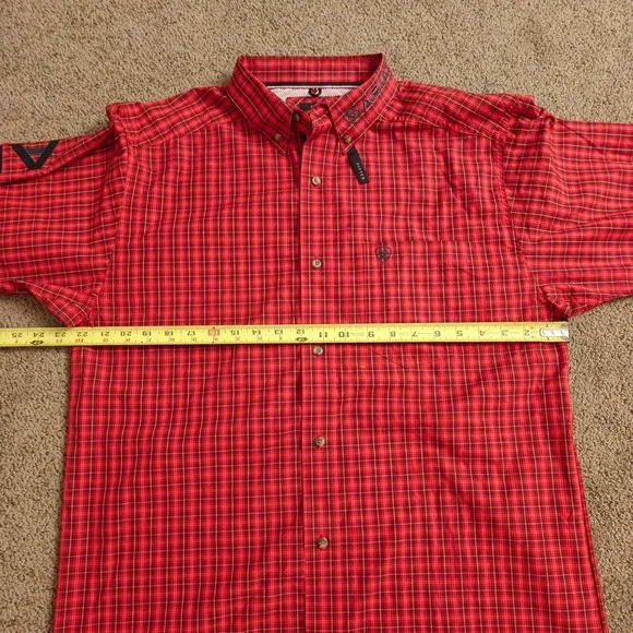 NWOT Ariat Pro Series Mens Red Plaid Long Sleeve Button Up Shirt Fitted Size L - Picture 5 of 16